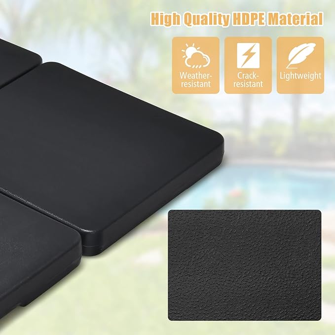 Tangkula 4Pcs 13L 220 lbs Cantilever Offset Patio Umbrella Base, Water & Sand Filled Heavy Duty Outdoor Umbrella Base, Square Umbrella Base Plate Set with Easy-Fill Spouts, Black
