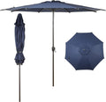 Abba Patio 9FT Lyon Outdoor Patio Umbrella Outdoor Table Umbrella with Push Button Tilt and Crank Market Umbrella 8 Sturdy Ribs UV Protection Waterproof for Garden Deck Backyard Pool, Navy Blue