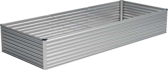 Vengarus 12x4x2FT Galvanized Raised Garden Bed Kit, Large Rectangle Elevated Planter for Vegetables, Flowers, Herbs and Succulents -718 Gallon Capacity, Silver