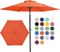 JEAREY 7.5FT Patio Umbrella Market Table Umbrella with 6 Sturdy Ribs, Push Button Tilt/Crank Outdoor Umbrella for Garden, Deck, Backyard, Pool and Beach,Orange