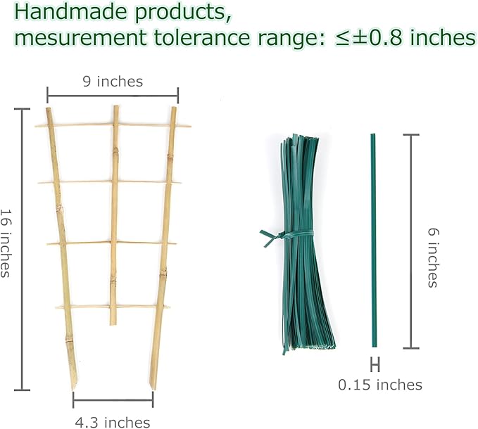 Plant Trellis Indoor, 3 Pack Bamboo Trellises, 16in Fan-Shaped Trellis for Potted Plants Climbing Plants Hoya Vine Ivy