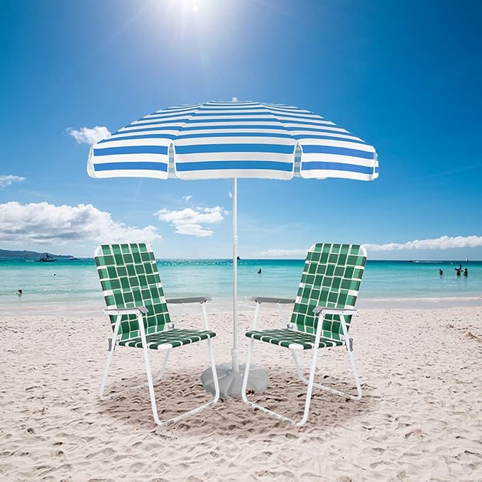 VINGLI Patio Lawn Webbed Folding Chairs Set of 2, Outdoor Beach Chair Portable Dining Chair for Outdoor Yard, Garden (Dark Green, Classic)