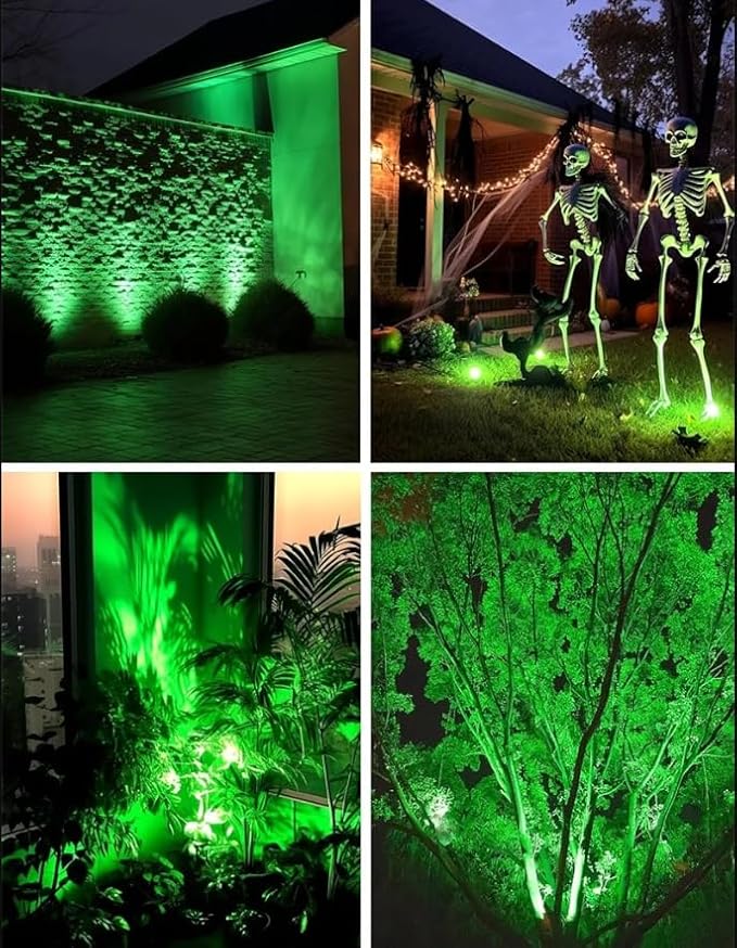 Halloween Christmas Outdoor Spotlights Green Landscape Lights Outdoor Spotlight,2 Pack 110v Plug-in Outdoor Waterproof Green Halloween Christmas Spotlights for Garden Pathway Tree Yard
