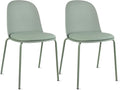 2xhome Modern Stackable Armless Dining Chair | Plastic Shell Seat with Metal Legs | Indoor or Outdoor Use | Home Kitchen Patio (2, Green, Padded Seat)