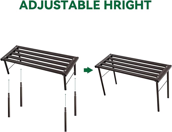 Metal Plant Stand, Rust-proof Aluminum Flower Pot Stand, Heavy Duty Planter Display Shelving for Patio Balcony Garden Living Room Decorative (Ebony, 23.6 Inch)