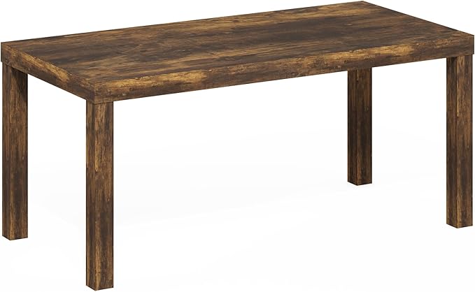 Furinno Classic Coffee Table, Modern Rectangle Coffee Table with 1.8" Triple Thick Tabletop, Side Table, Toolless Assembly, for Living Room, Home Office, Amber Pine