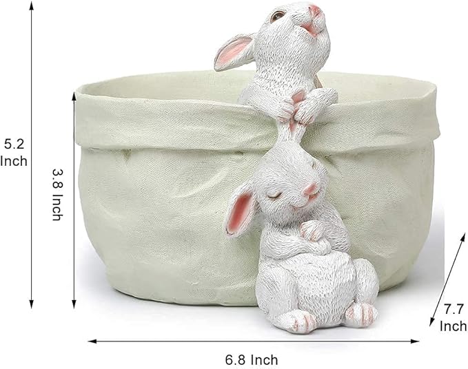 Rabbit Flower Pot Succulent Planter Garden Pots, Easter Decorative Flower Pot,Animal Shaped Cartoon Planter Pots,Art Decorations（with Drainage Hole）