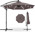 Best Choice Products 10ft Solar LED Offset Cantilever Hanging Market Patio Umbrella, 8 Sturdy Ribs, Easy Adjustment - Deep Taupe