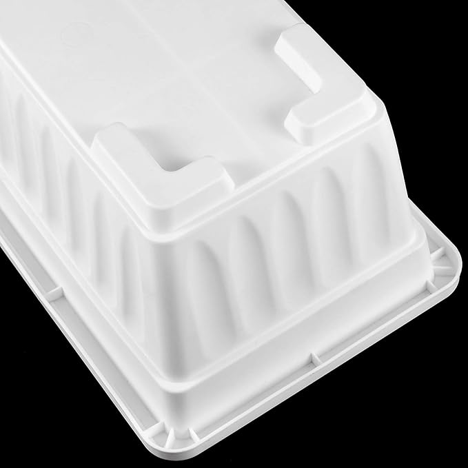 6 Pack 17 Inches Countryside Flower Box Planters, Plastic Vegetable Planters with 30 PCS Plant Labels, White Flower Window Boxes with Attached Tray for Windowsill, Patio, Garden, Balcony…
