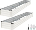 Galvanized Raised Garden Bed Outdoor | Metal Raised Garden Bed for Gardening 2Pack | Large Planter Box for Vegetables Flowers Fruits | Easy Assembly & Safety Design Flower Beds 12x2x1ft White