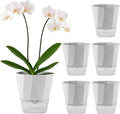 5 Pack Self Watering Pots for Indoor Plants 6.7 Inches Self Watering Planters African Violet Self Watering Pots Clear Pot for Herb Orchid Flower Houseplant, Light Grey
