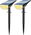 Solar SpotLights Outdoor Waterproof, Solar Lights Outdoor IP65 Waterproof, 3 Brightness Modes Dusk to Dawn Solar Landscape Lights for Yard Garden Pathway Tree Decoration, Warm White, 2 Pack