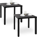 PHI VILLA Outdoor Patio Side Table Set of 2, 19" Small Black Metal Square End Table, Outside Coffee Bistro Table for Porch, Deck, Balcony, Indoor