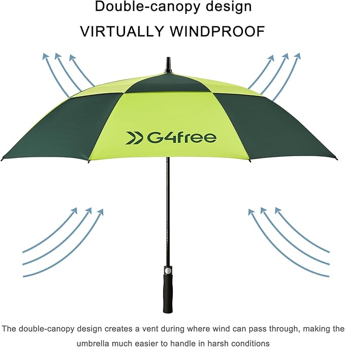 G4Free 47/54/62/68/72 Inch Automatic Open Golf Umbrella Oversize Extra Large Double Canopy Vented Windproof Waterproof Stick Umbrellas