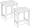 Y&M Outdoor Side Table, HIPS Adirondack Small Single Table, Waterproof Square Outside Table, Balcony Modern End Tables for Patio, Pool, Beach, Porch, Deck, Indoor or Outdoor Use (White, 2 Pack)