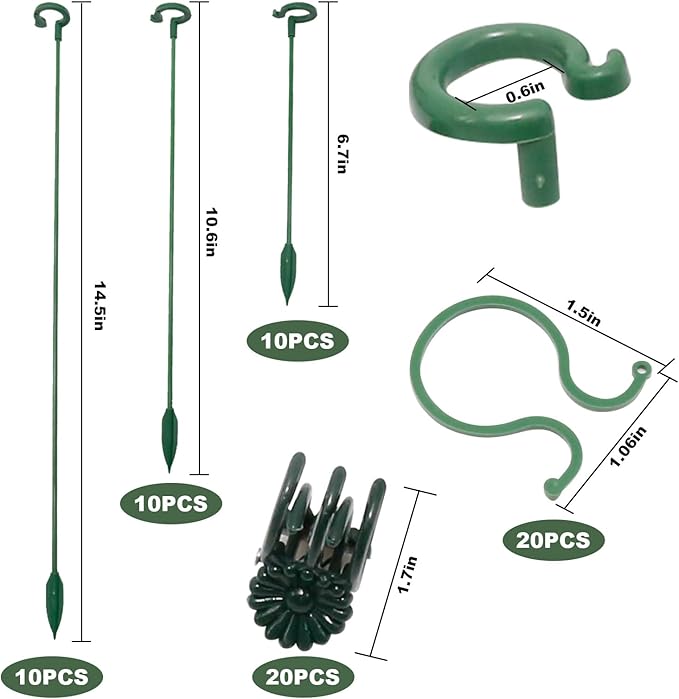 70PCS Plant Supports Stakes, 30PCS Adjustable Flower Support Poles(3 Sizes), 20 Garden Orchid Sticks Extended, 20 Orchid Clips Plant Support Stakes for Tomato Amaryllis Vegetables Phalaenopsis Roses