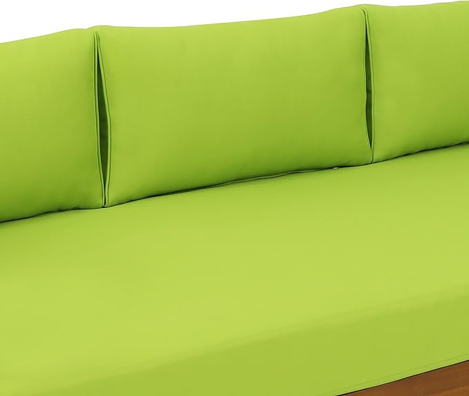 Claremont Outdoor 3 Seater Daybed with Cushions - Acacia Wood - Teak/Green