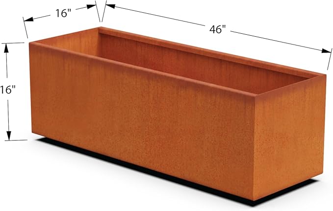 Plantercraft Corten Steel Planters | 46 Inch Large Rectangular Planters for Outdoor Plants | Extra Large Outdoor Planter Box for Patios, Walkways & Garden Borders | Made in USA