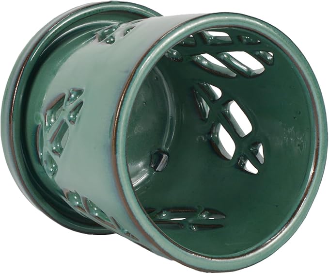 W&W Orchid Pot with Holes and Saucer for Repotting, Green, 5.5 Inches