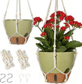 Self-Watering Hanging Planters for Indoor Plants Set 2-Piece Includes Plant Hanging Pot, Drainage-Hole Hanging Pot, and Hanging Basket Rack (10 Inches, Green)
