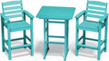 SERWALL Balcony Adirondack Chairs and Table 3 Pieces Set, Adirondack Bar Height Chairs Set of 2 and Bar Table, Outdoor Bar Stools Set for Bistro, Poolside, Backyard, Aruba