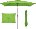 JEAREY 6.5x10 ft Rectangular Patio Umbrellas Rectangle Outdoor Umbrella with Push Button Tilt and Crank, Market Table Umbrella 6 Sturdy Ribs UV Protection for Poolside Garden Backyard Deck, Glass Green