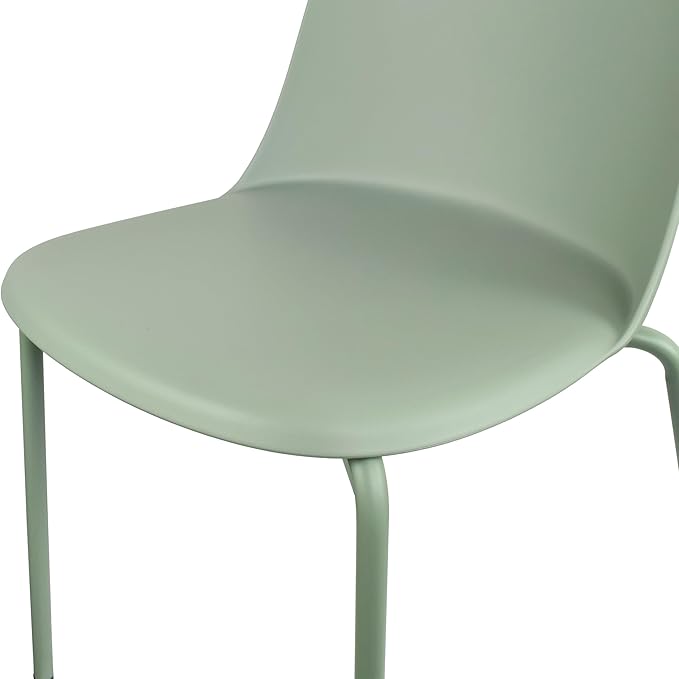 2xhome Modern Stackable Armless Dining Chair | Plastic Shell Seat with Metal Legs | Indoor or Outdoor Use | Home Kitchen Patio (1, Green, No Padding)