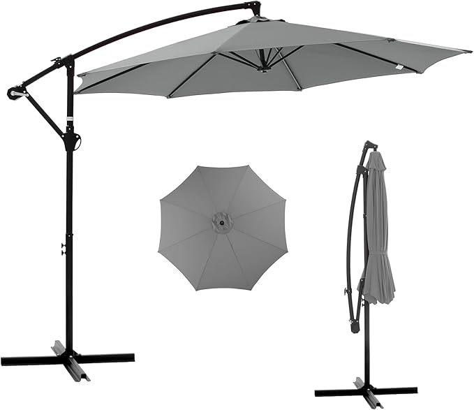 NEWBULIG 10FT Patio Umbrella, Offset Cantilever Outdoor Patio Table Umbrella, UV Protection, Fade Resistant Fabric, Easy Tilt Adjustment for Pool, Deck, Garden, Backyard