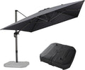 PURPLE LEAF 10' X 13' Patio Umbrella with Base Outdoor Cantilever Rectangle Offset Umbrella with 360-degree Rotation for Garden Deck Pool Patio Grey