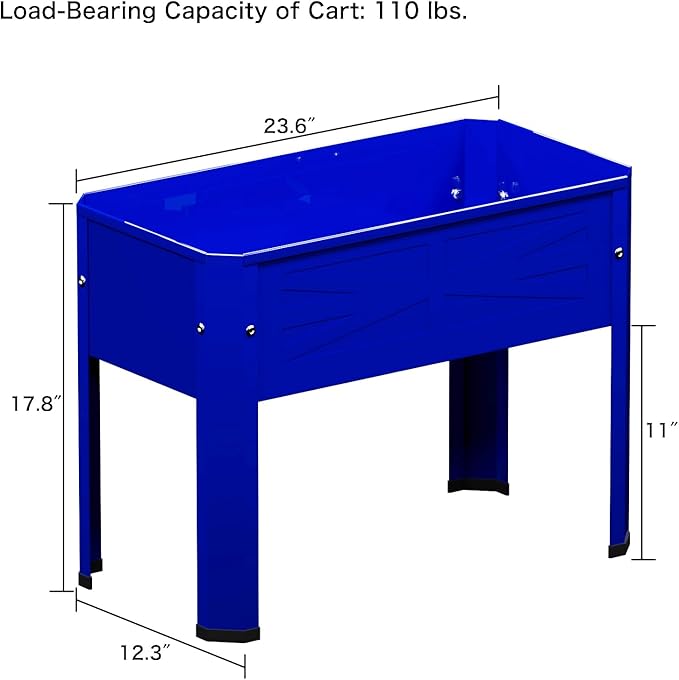 Elevated Metal Planter Box Stand Heavy Duty Raised Garden Bed for Vegetables Flowers Herbs Indoor Outdoor Use, Cobalt Blue