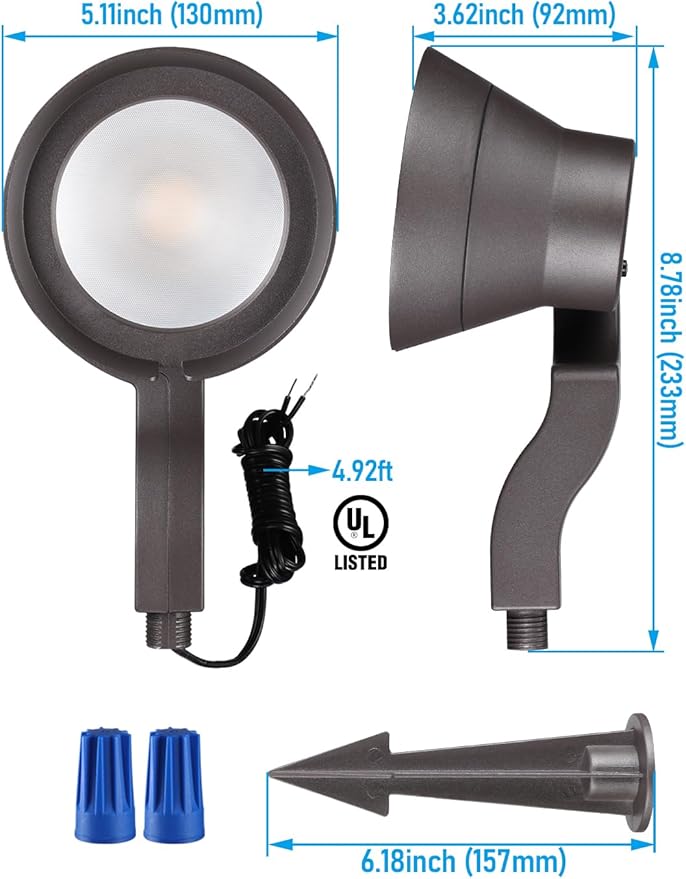 LEONLITE 10W RGB Low Voltage Landscape Lights, Color Changing Wall Wash Landscape Lighting Outdoor, 12V LED Landscape Spotlights, Uplight, ETL Listed, Aluminum, IP65 Waterproof, Pack of 4