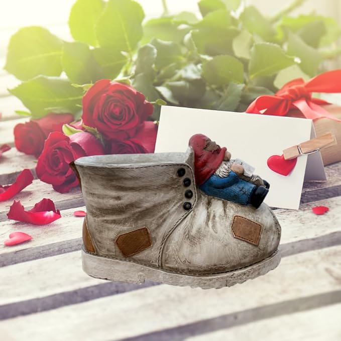 Cute Planter Pot Suitable for Indoor and Outdoor, Small gnome Resin Succulent Plant Flower pots, Decorative Fun Flower pots with Drainage Holes, Ideal Home and Garden Decoration Gifts