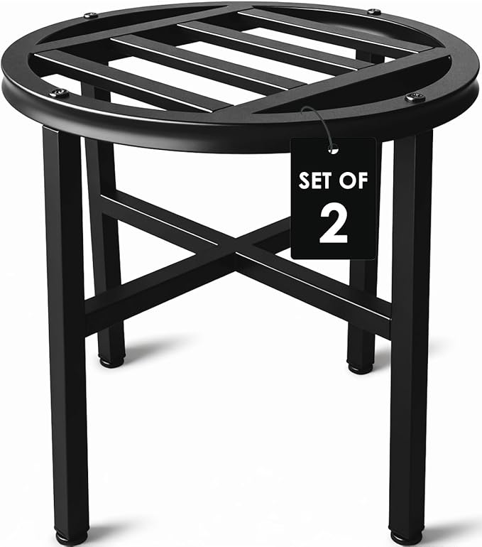 Plant Stand Indoor Outdoor,13 Inch Round Metal Plant Stands Riser,Heavy Duty Wrought Iron Pedestal Holders for Large Flower Pot,Outside Rust-Proof Black Flower Display Shelf for Patio,2-Pack