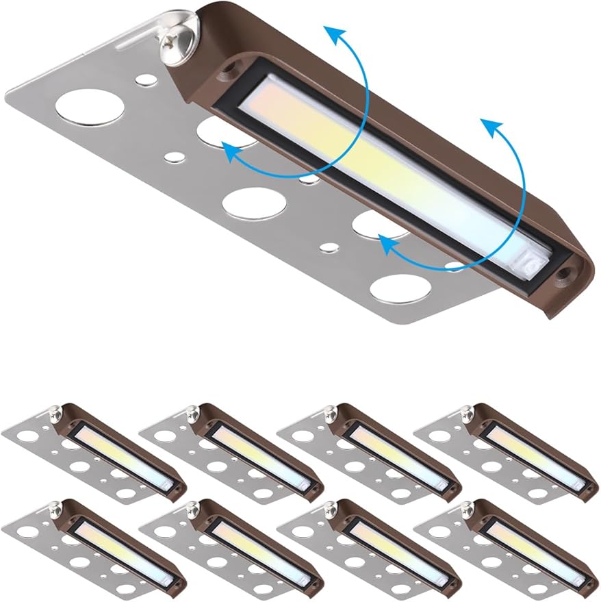 LEONLITE 8-Pack Premium Series 5CCT 7 Inch LED Hardscape Lighting Swivel, 2200K/2700K/3000K/4000K/5000K Selectable, Retaining Wall Light Low Voltage, 12V Paver Light, 4.5W Outdoor Step Light, ETL