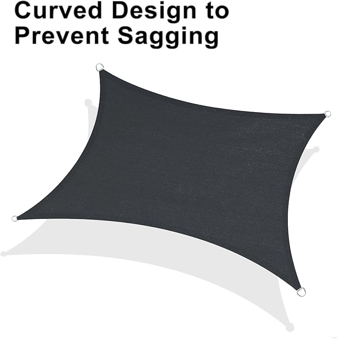 LOVE STORY Custom Size 16'x18' Graphite Grey Sun Shade Sail Rectangle UV Block Canopy Patio Sail Sunshades Fabric for Outdoor Garden Carport (We Make Custom Size)