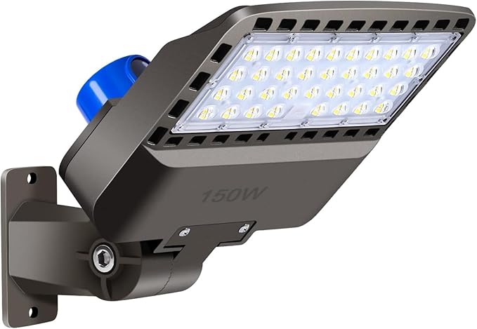 Juyace 150W LED Dusk to Dawn Flood Light, IP65 Waterproof Commercial Wall Building & Shoe Box Fixture, 5000K Daylight Outdoor Security Lighting for Barn, Street, Parking Lot, Warehouse, Yard 110-277V