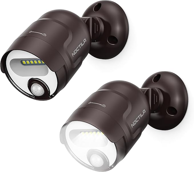 Battery Operated Motion Sensor Light,4000mAh Rechargeable Battery Powered Spotlight 600 Lumen Outdoor IP65 Waterproof for Porch,Yard,Wall,Garden with Dusk to Dawn (Brown-2pcs)