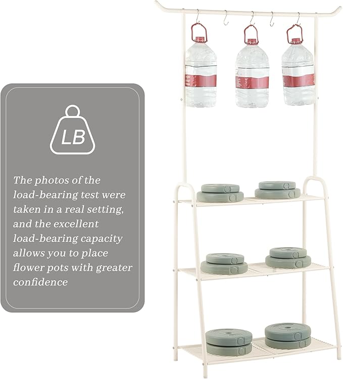 Plant Stand Indoor Outdoor,Metal Plant Stands for Multiple Plants,3 Tier Tall Hanging Plant Shelf,Large Heavy Duty Flower Holder Ladder Plant for Living Room, Patio, Balcony (White)