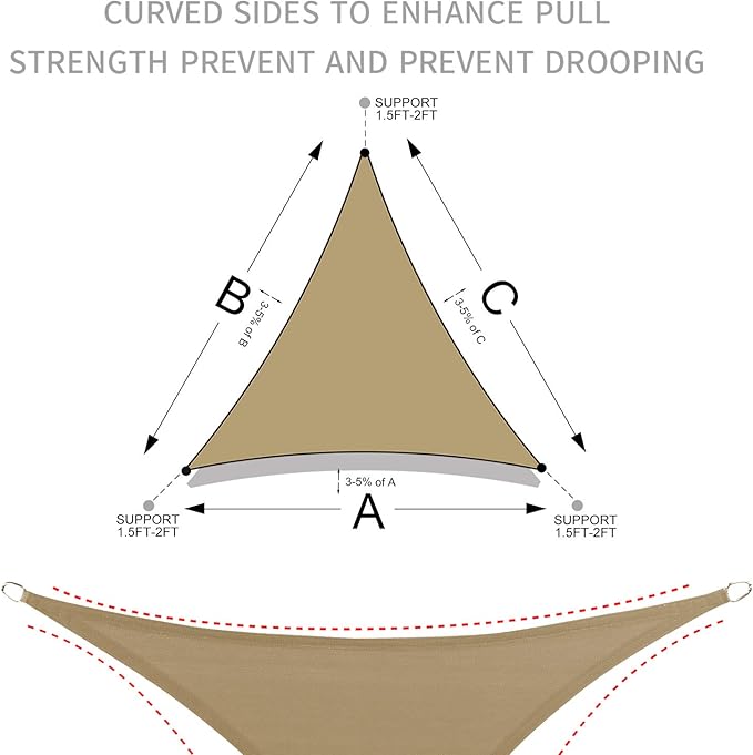 LOVE STORY 10' x 10' x 10' Triangle Grey-White Sun Shade Sail Canopy UV Block for Outdoor Patio Garden Backyard