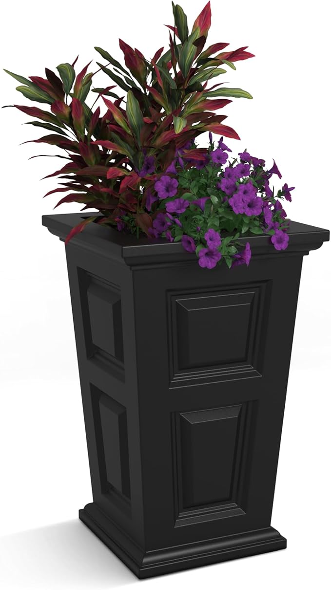 Mayne Wyndham 24-Inch Tall Planter – Self-Watering, Weather-Resistant Planter for Flowers – Durable Indoor/Outdoor Design for Patio, Porch, or Entryway