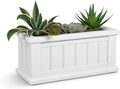 Mayne Cape Cod Rectangle Planter - White - 24in L x 11in W x 11in D - Polyethylene - Built-in Water Reservoir (4839-W)