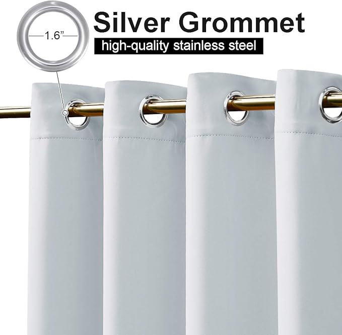 NICETOWN Patio Curtain Outdoor Waterproof W100 x L108, Rustproof Top & Bottom Grommet Room Darkening Windproof Outdoor Living Divider Privacy Thermal Insulated Blinds for Pool, Greyish White, 1 Piece