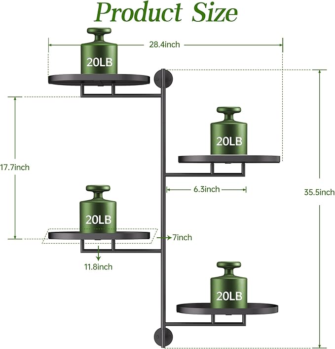Window Rotating Plant Stand Shelf Indoor Black Metal Floating Shelves 4-Tier Wall Mount Plant hanger Holders for Wall Planter Modern Home Decor window sill gifts