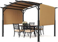 VEVOR 10 x 10 ft Outdoor Pergola, Arched Top Metal Pergola, Retractable Pergola with Sun Shade Canopy, Large Patio Shelter Pavilion, Heavy Duty Garden Pergola for Deck Backyard Porch Poolside