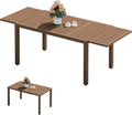 SERWALL Outdoor Expandable Dining Table 60" - 83", Patio Dining Table for 4-10 People, All Weather HDPE and Aluminum Outdoor Furniture for Backyard, Garden, Brown