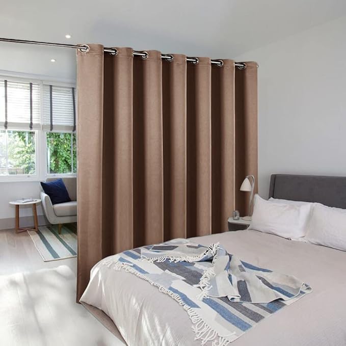 NICETOWN Blackout Blinds for Patio Door - Sliding Door Insulated Blackout Curtains, Extra Wide Curtain for Villa/Hall/Parlor (100 inches W x 84 inches L, Cappuccino)