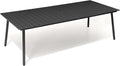 95" Patio Outdoor Dining Table for 8-10, Weather-Resistant Wood-Grain Top with Aluminum Frame & Umbrella Hole for Deck Gatherings, Black