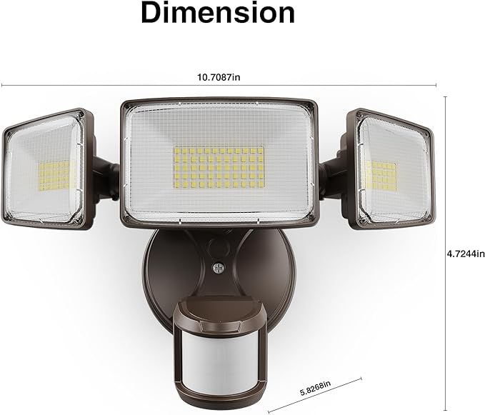 Onforu 100W LED Motion Sensor Outdoor Lights, Dusk to Dawn Flood Light Outdoor Motion Sensor, Hardwired Security Lights Floodlights Outside 11000LM 6500K Daylight IP65 Waterproof (Brown)