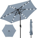 Best Choice Products 7.5ft Outdoor Solar Market Table Patio Umbrella for Deck, Pool w/Tilt, Crank, LED Lights - Breeze Blue