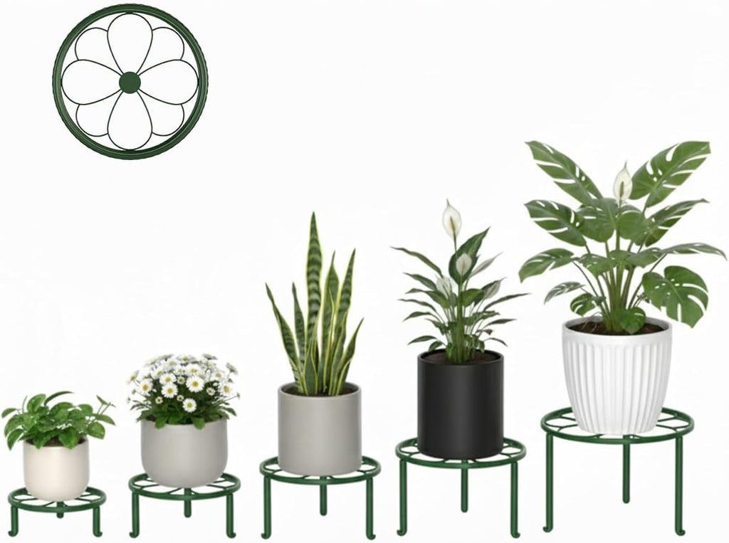 5 Pack Plant Stand for Flower Pot Heavy Duty Potted Holder Home,Round Plant Holder for Flower Pot, Metal Rustproof Iron Garden Container Supports Rack for Planter